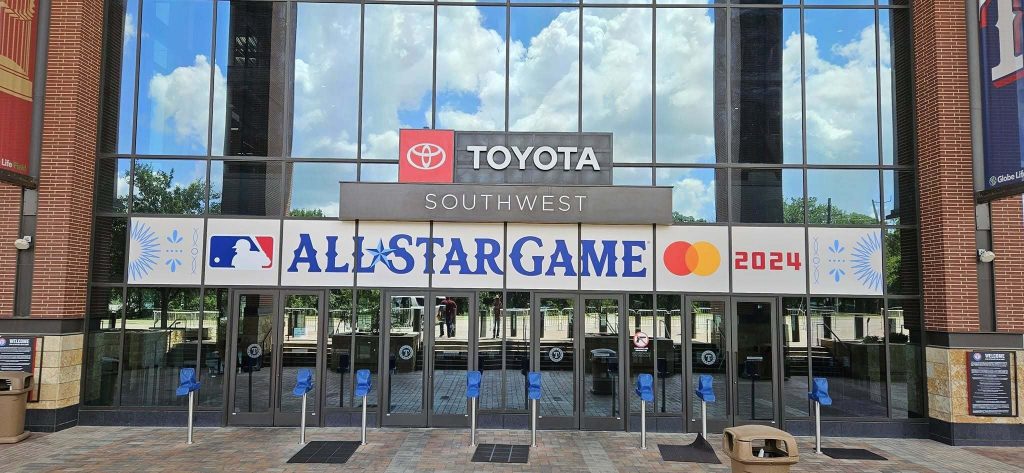 MLB All-Star Game 2024 signage at stadium entrance